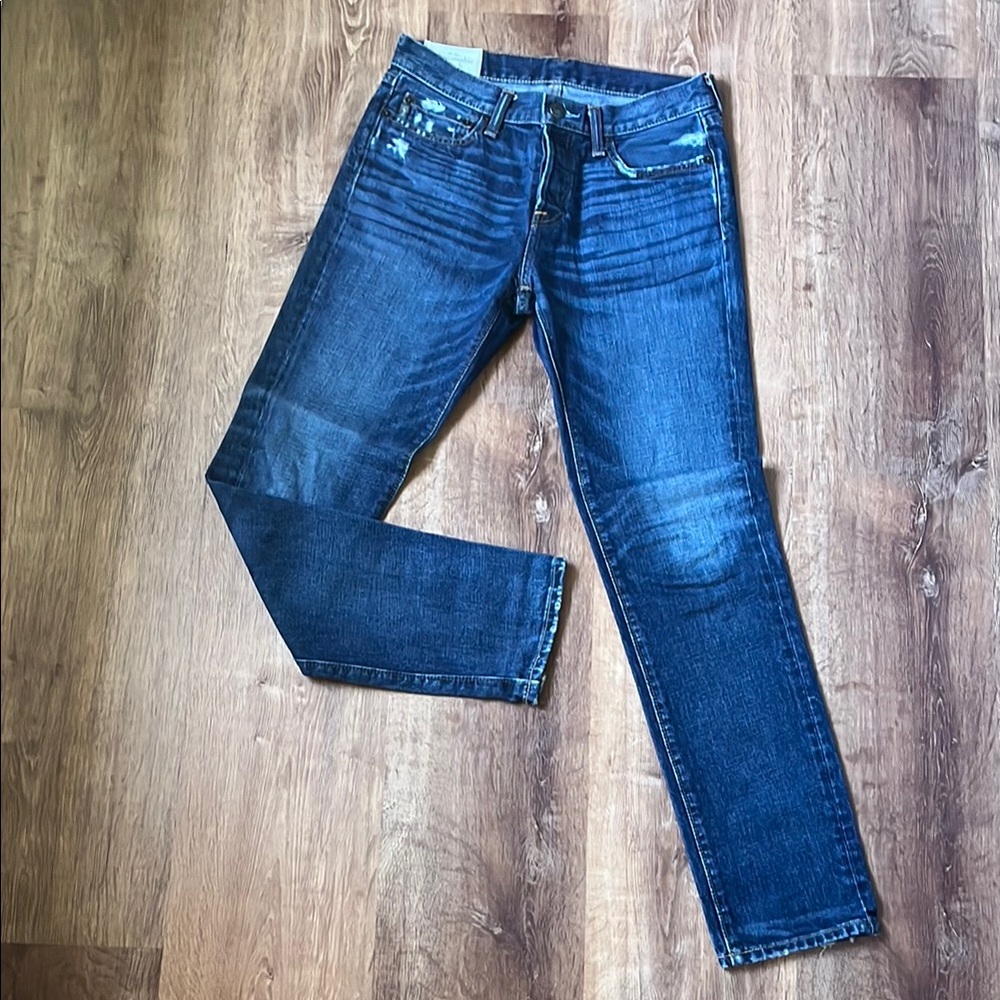 Abercrombie & Fitch Men's Straight Jeans - Dark Blue